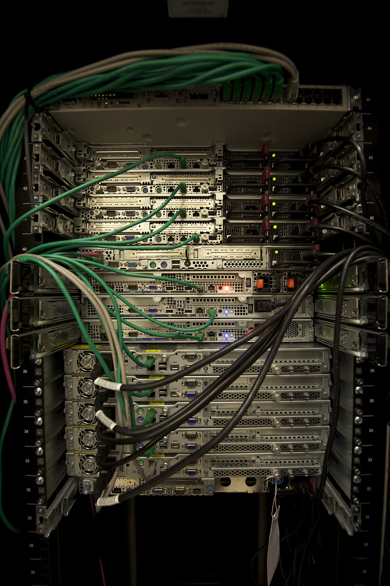 Servidores em um rack