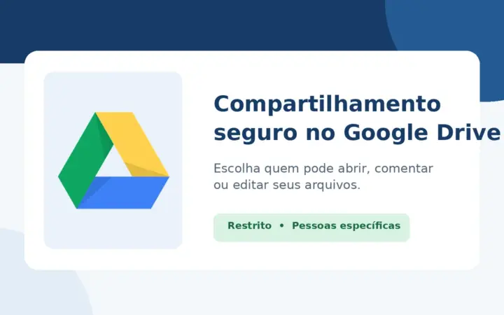 Ilustração do Google Drive com a mensagem de compartilhamento seguro de arquivos