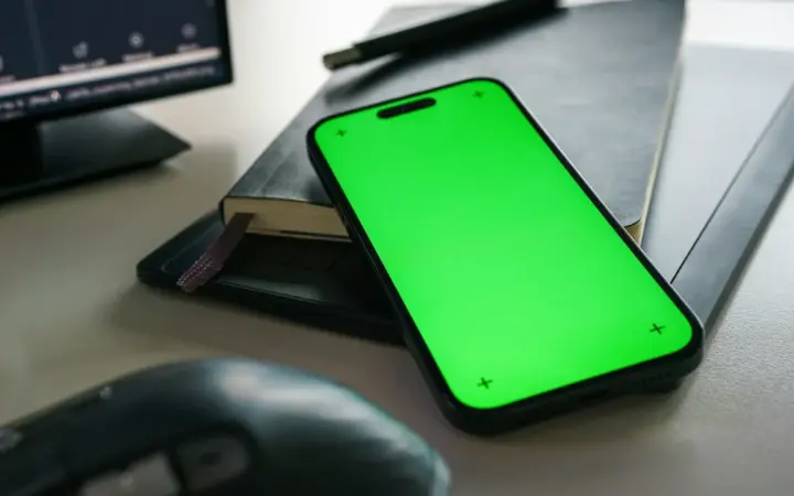 Capa ilustrativa: smartphone em uma mesa de trabalho para explicar etiquetas do WhatsApp Business