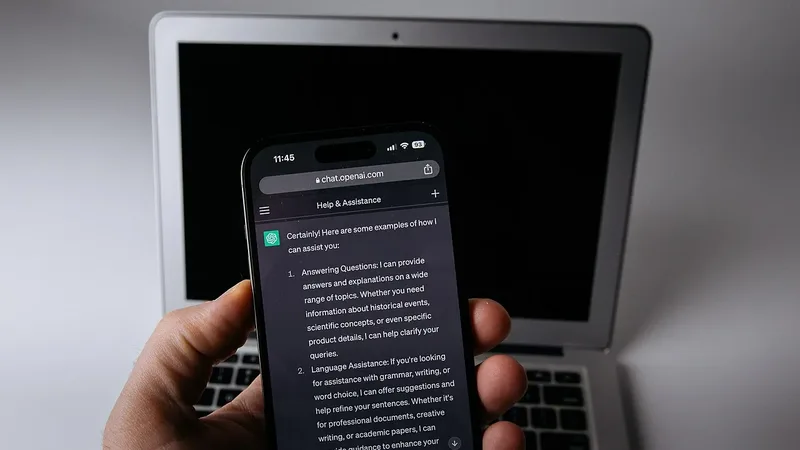 Smartphone ao lado de um laptop em uma mesa de trabalho