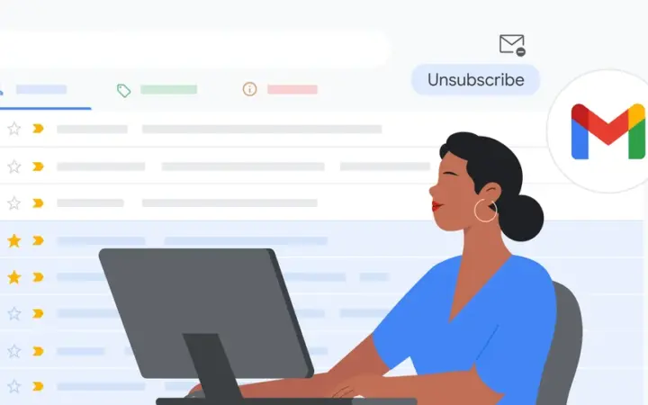 Interface do Gmail com recursos de organização da caixa de entrada