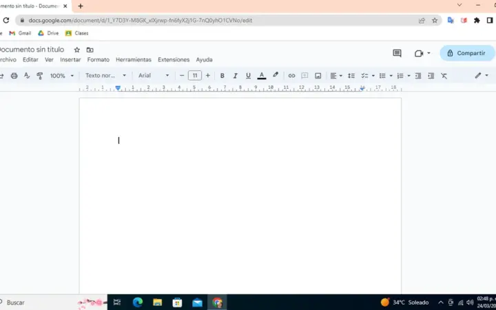 Interface do Google Docs em uma tela de computador
