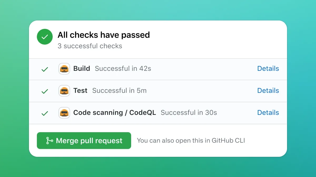 Tela de um workflow do GitHub Actions mostrando etapas de automação de software