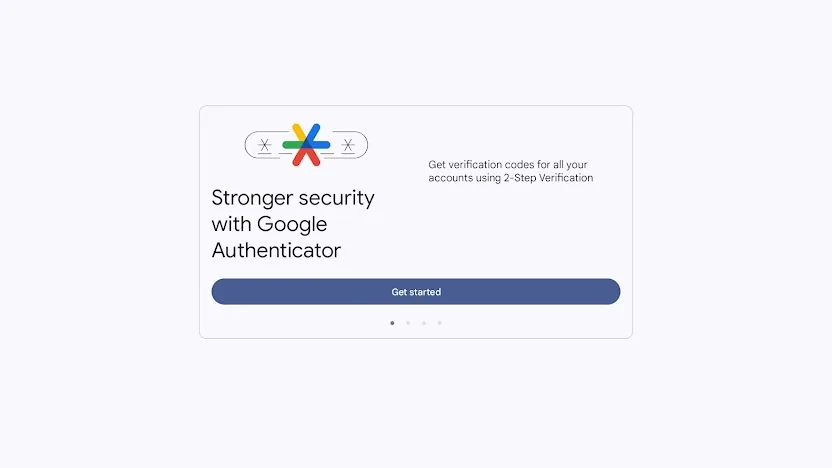 Tela promocional do Google Authenticator mostrando códigos de verificação e a mensagem de segurança mais forte