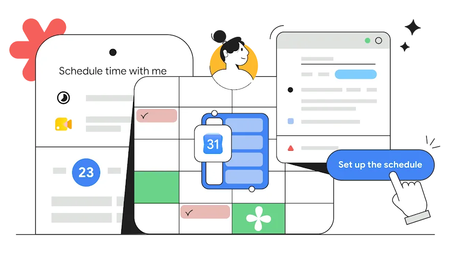 Página de agendamento do Google Calendar com horários disponíveis para marcação
