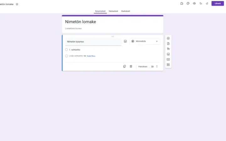 Interface do Google Forms exibindo um formulário de perguntas