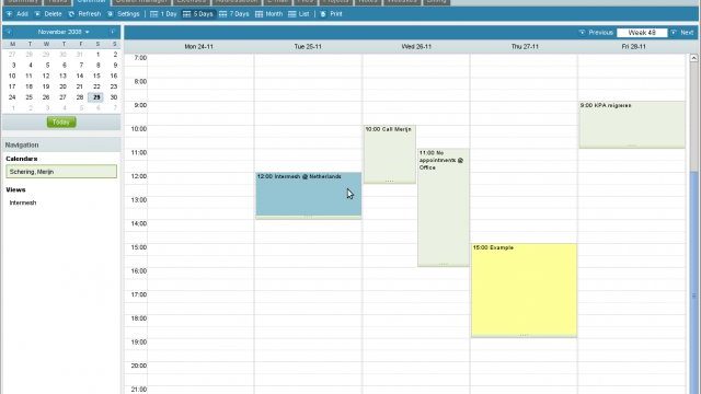 Tela de calendário com horários organizados para demonstrar uma agenda de compromissos