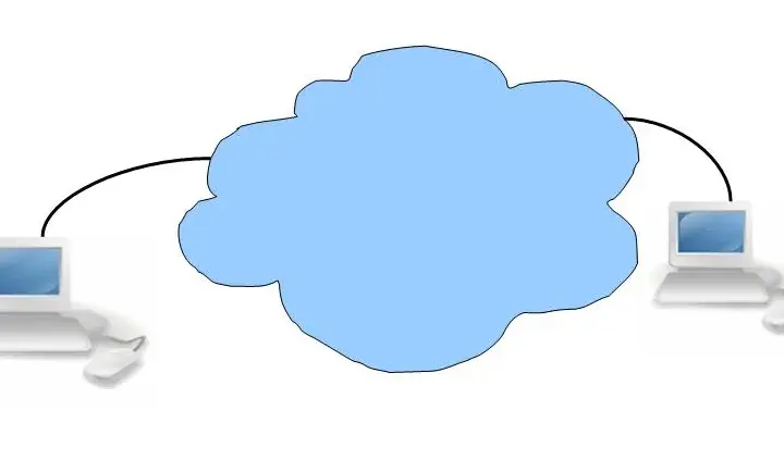Diagrama de uma rede de computadores conectando dispositivos por meio da internet