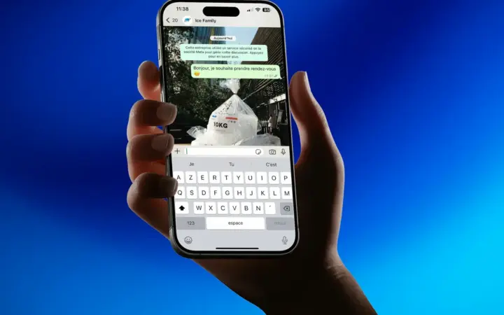 Dois celulares exibindo telas de conversa em um aplicativo de mensagens