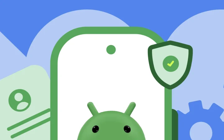 Ilustração oficial do Android Developer Verification, com um celular Android protegido por um escudo.