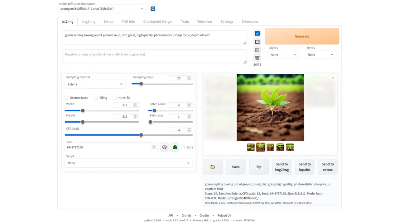 Captura de tela de uma interface de geração de imagens por inteligência artificial