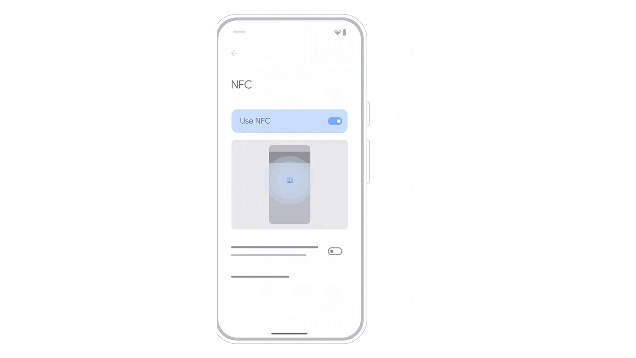 Tela de configurações do Android com a opção NFC ativada para usar a Carteira do Google.