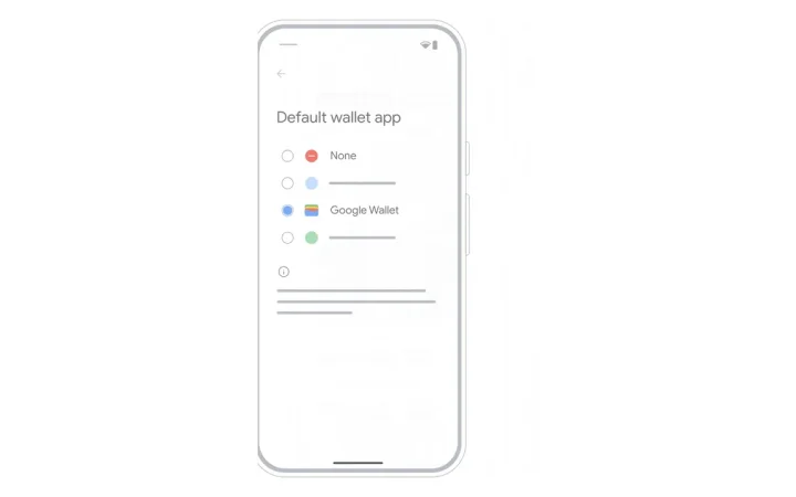 Carteira do Google selecionada como app de pagamento padrão no Android.